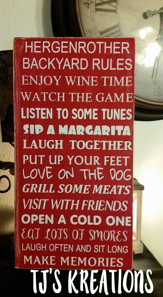 Backyard rules sign Etsy