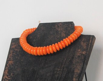 FREE SHIPPING Chunky Orange Necklace - Tibetan Beads - Classic Statement Jewelry - Rich Bright Orange Color