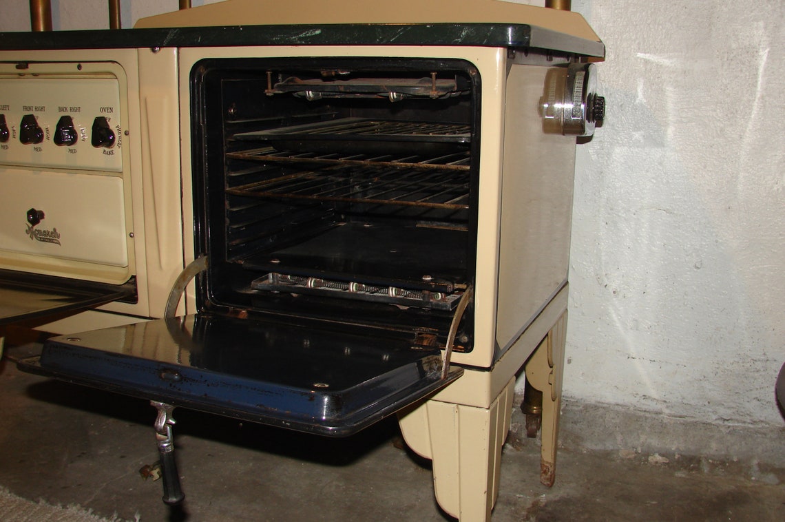 Late 20's Early 30's Monarch Electric Stove With Faux Marble Green Top