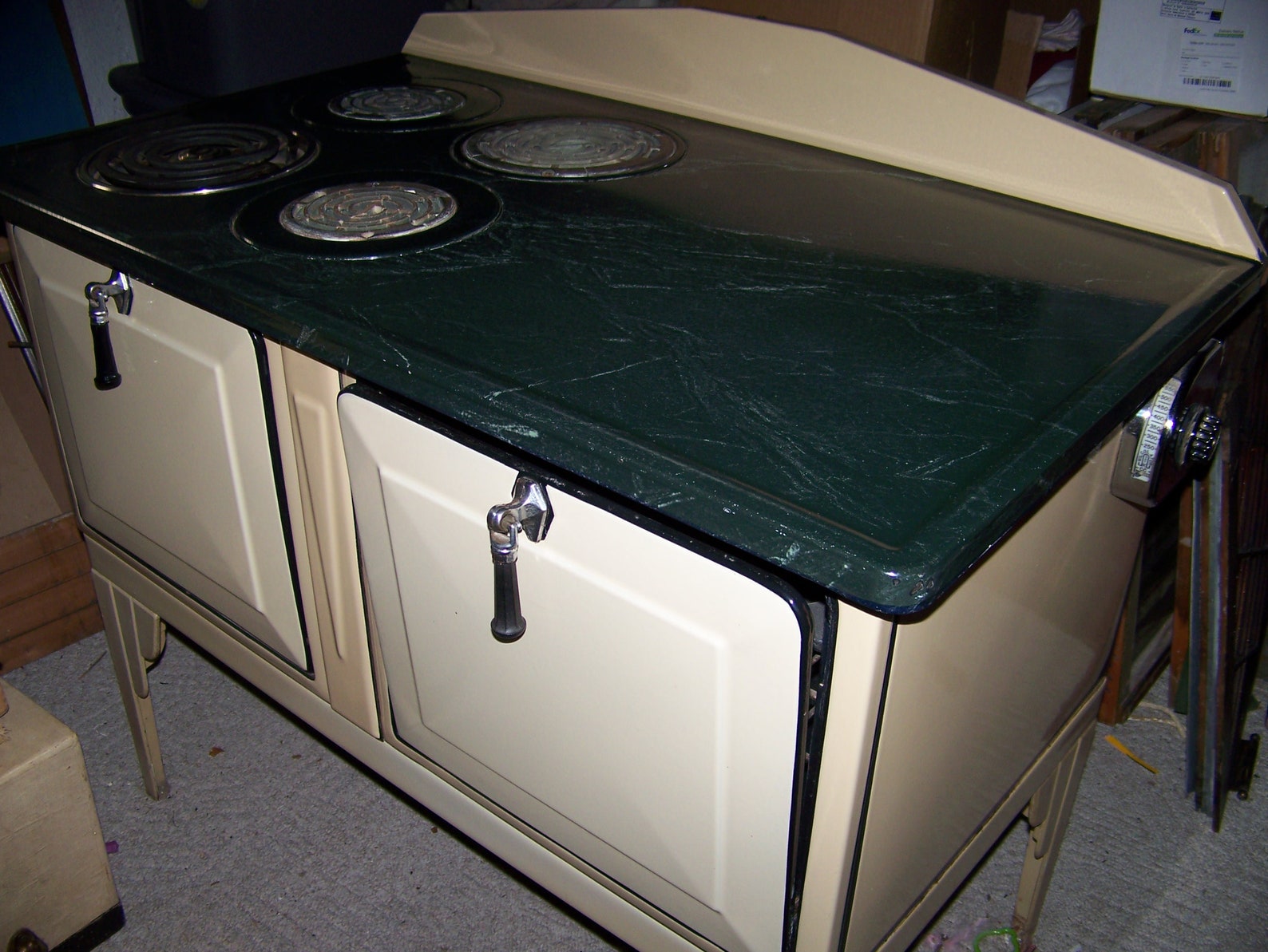Late 20's Early 30's Monarch Electric Stove With Faux Marble Green Top