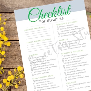 Business Launch Checklist, Your Business Digital Download Checklist, Printable Business Checklist in three Colors, Pink, Blue and Green