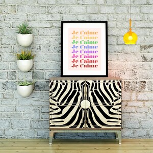 Rainbow Je t'aime Dzieło sztuki 8 x 11,5 cala, wydruk cyfrowy. Wydrukuj w domu. Dzieło sztuki na ścianę Rainbow