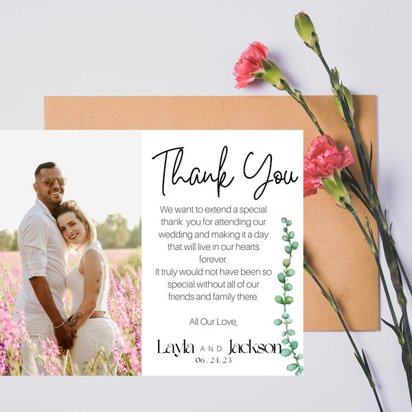 7 x 5 inch Succulent Pearls Wedding Thank you Template, You Custom Design in Canva. Includes Thank You Wedding Template, Digital Print