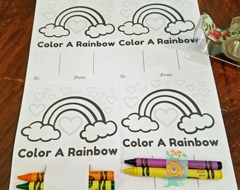 Rainbow Coloring Card Party Favor: Printable Birthday Activity (JPG & PDF)
