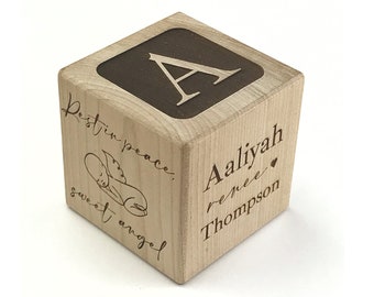 Infant Loss Memorial Keepsake Baby Block. Pregnancy Loss Miscarriage Custom Engraved Wood Block. Personalized Baby Loss Keepsake Gift.