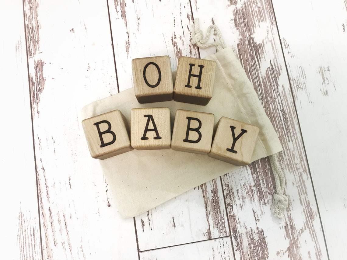 Baby Wooden Blocks Personalized Baby Gift Pregnancy Etsy