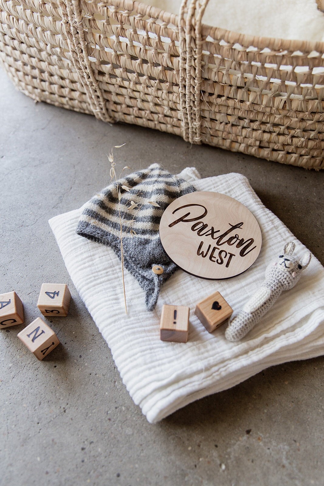 Birth Announcement Wood Sign / Engraved Round Wood Sign / Etsy