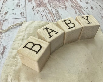 Baby Wooden Blocks | Pregnancy Announcement | Baby Photo Props | Custom Wood Blocks | Personalized Wood Blocks | Baby Gift | Nursery decor