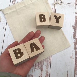 Baby Wooden Blocks Personalized Baby Gift Pregnancy Announcement Baby Photo Props Baby Shower Gift New Baby Gift Bold Regular