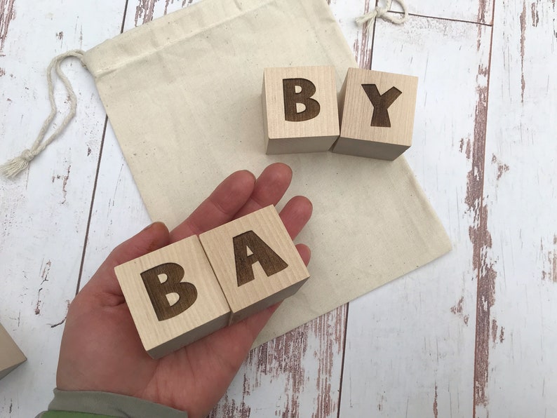 Baby Wooden Blocks Personalized Baby Gift Pregnancy Announcement Baby Photo Props Baby Shower Gift New Baby Gift Bold Regular