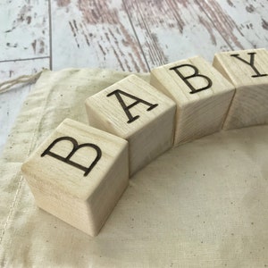 Baby Wooden Blocks Personalized Baby Gift Pregnancy Announcement Baby Photo Props Baby Shower Gift New Baby Gift image 2