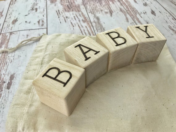 Baby wooden sales blocks personalized