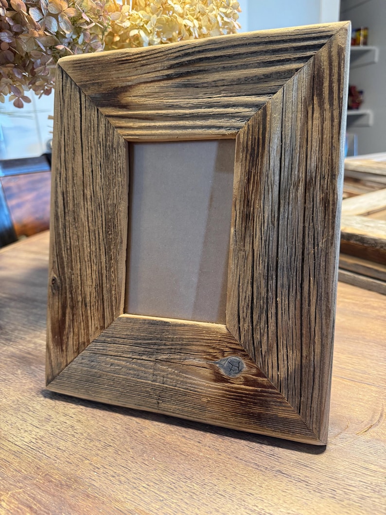 3" Wide, Reclaimed Barn Wood Picture Frame: Handmade Rustic Decor, 4x6 ...