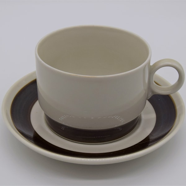 Unused Rörstrand vintage tea or cocoa cup and saucer / FORMA by Olle Alberius / Hand Painted Scandinavian design / Rörstrand made in Sweden