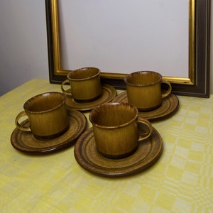Höganäs Keramik Sierra series coffee cup and saucer / Vintage ceramic coffee or tea set / Espresso set / Hoganas stoneware  70s