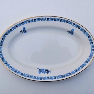Arabien weiß ovale Platte mit blauen Blumenmuster / Vintage ovale Servierplatte made in Finland