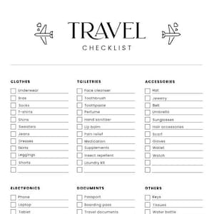 Travel Checklist, Packing Checklist