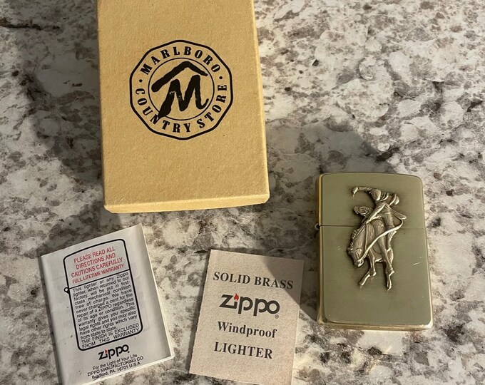 Marlboro Cowboy Bucking Bronco Lighter, Brass, Zippo Lighter, Zippo