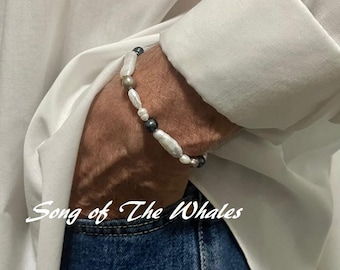 Men&#39;s Pearl Bracelet 7 1/2&quot;, Pearl&#39;s For Men, Men&#39;s Pearl Jewelry, Boyfriend Gift&#39;s, Men&#39;s Bracelet&#39;s, Gift&#39;s For Men