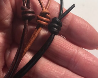 ready made leather necklace cord, adjustable leather necklace cord, sliding knot cord, 2mm premium leather cord, adjustable cord