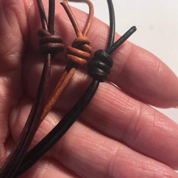 ready made leather necklace cord, adjustable leather necklace cord, sliding knot cord, 2mm premium leather cord, adjustable cord