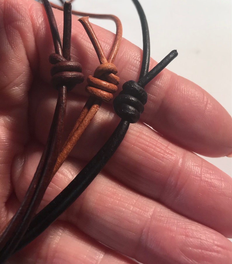 ready made leather necklace cord, adjustable leather necklace cord, sliding knot cord, 2mm premium leather cord, adjustable cord image 1