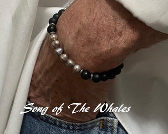 Men&#39;s Pearl Bracelet 7 1/2&quot;, Iridescent Peacock Pearl&#39;s, Men&#39;s Pearl Jewelry, Pearl&#39;s For Men, Boyfriend Gift&#39;s, Men&#39;s Bracelet&#39;s