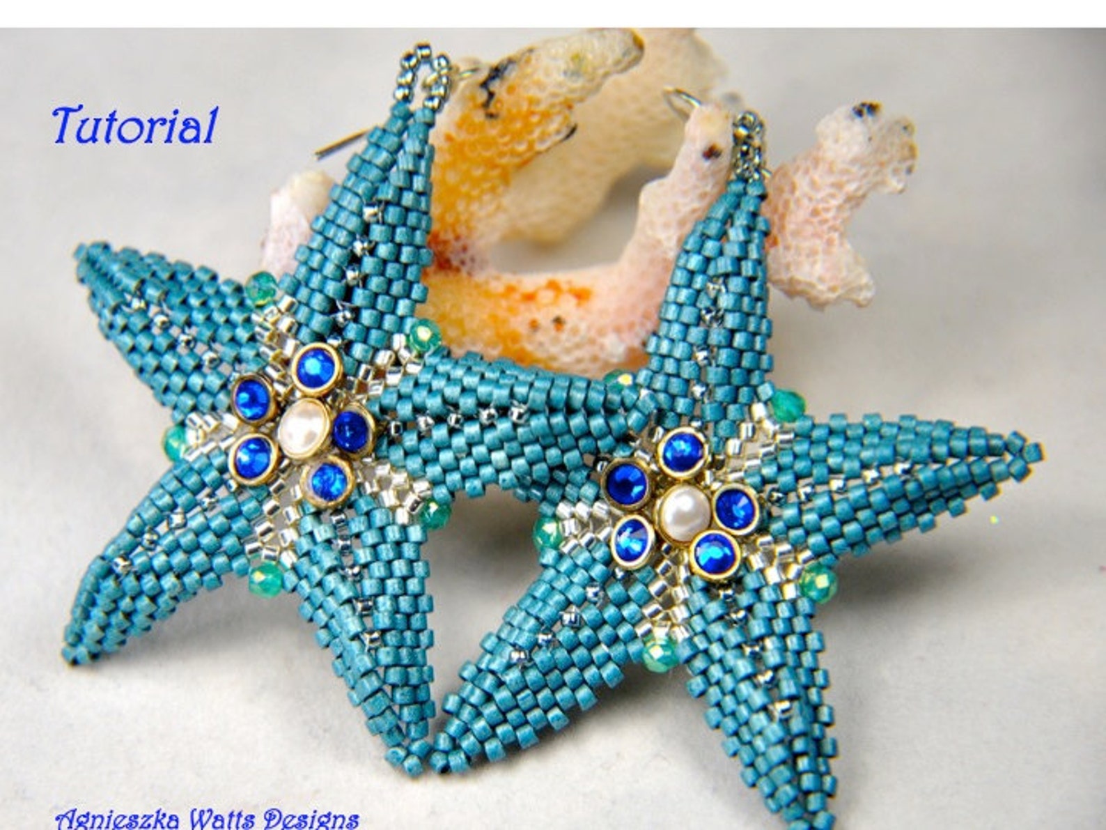 Starfish Beading Pattern Delica Beads ocean Blue by Agnieszka Watts - Etsy