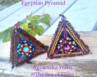 Egyptian Pyramid Pendant Beading Tutorial 3D Seed Bead Jewelry Pattern