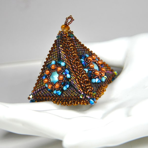 Beading tutorial "Egyptian Pyramid" pendant by Agnieszka Watts instant download seed beads pattern Delica tutorial