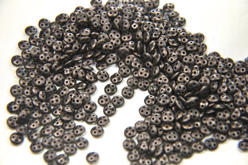 50 Bronze matte 4-hole lentil beads 6mm QuadraLentils CzechMate