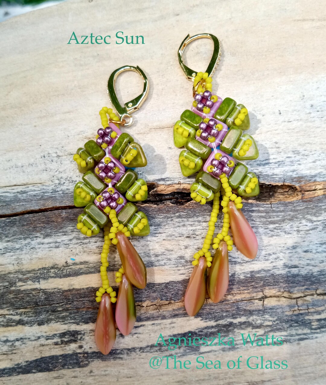 Aztec Sun Beaded Earrings Pattern: DIY Jewelry Tutorial (PDF) - Etsy