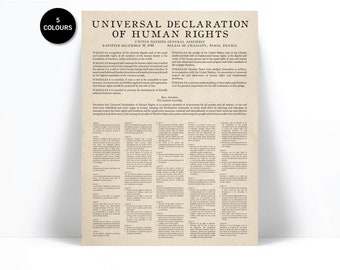 Universal Declaration of Human Rights Art Print - International Human Rights Law Poster - Basic Civil Rights Fundamental Freedoms Nations