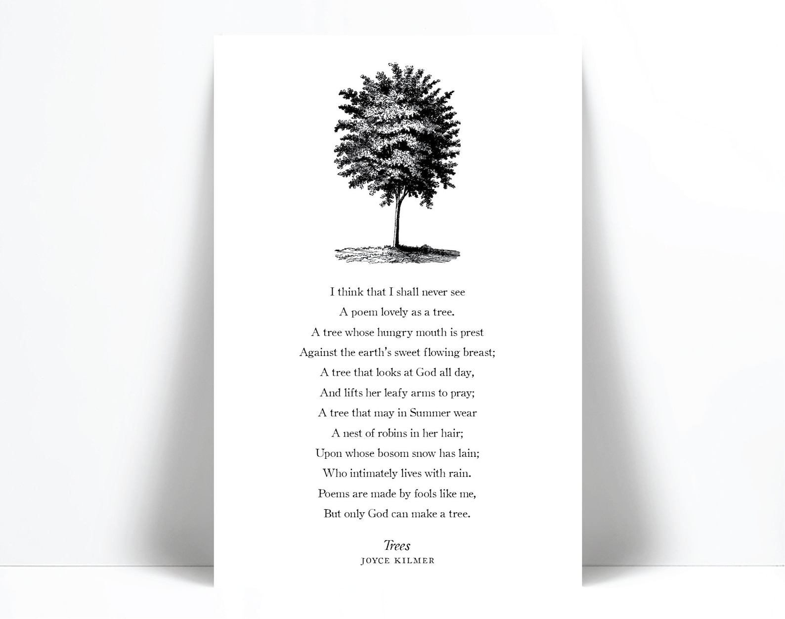 Trees by Joyce Kilmer Poetry Art Print I Think That I Shall Etsy