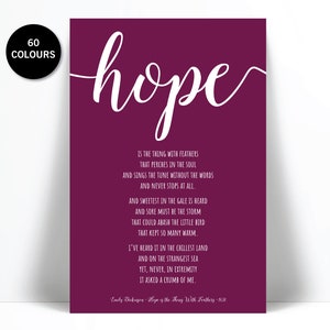 Emily Dickinson Hope is the Thing With Feathers Art Print - Poetry Quote Poster - Motivational Inspirational Art - Poem Literature Literary