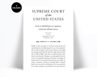 Contraceptive Use United States Supreme Court Case Art Print - Griswold v. Connecticut - Justice Legal - Lawyer Judge Law Student Classroom