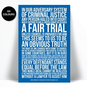Gideon v. Wainwright Art Print United States Supreme Court Case Quote Justice Legal Poster Lawyer Judge Law Student Gift Classroom image 1