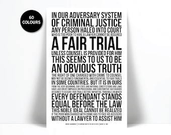 Gideon v. Wainwright Art Print - United States Supreme Court Case Quote - Justice Legal - Lawyer Judge Law Student Gift - Classroom