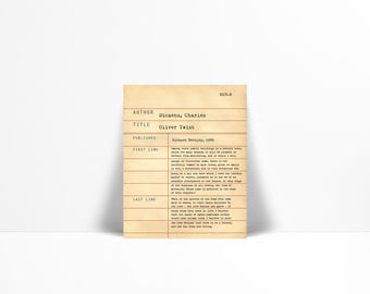 Oliver Twist by Charles Dickens - Library Card Art Print - Literary Book Lover Poster - Children's Book Gift - Dewey Decimal System Art