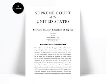 Brown v. Board of Education Art Print - United States Supreme Court Case Quote - Justice Legal - Lawyer Judge Law Student Gift - Classroom