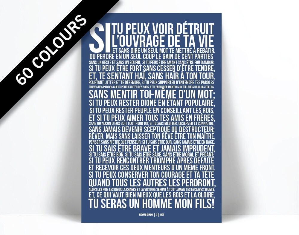 Affiche Encadrée 'Si' De Rudyard Kipling - Poème Motivation, Style Portrait Multicolore - Neuve