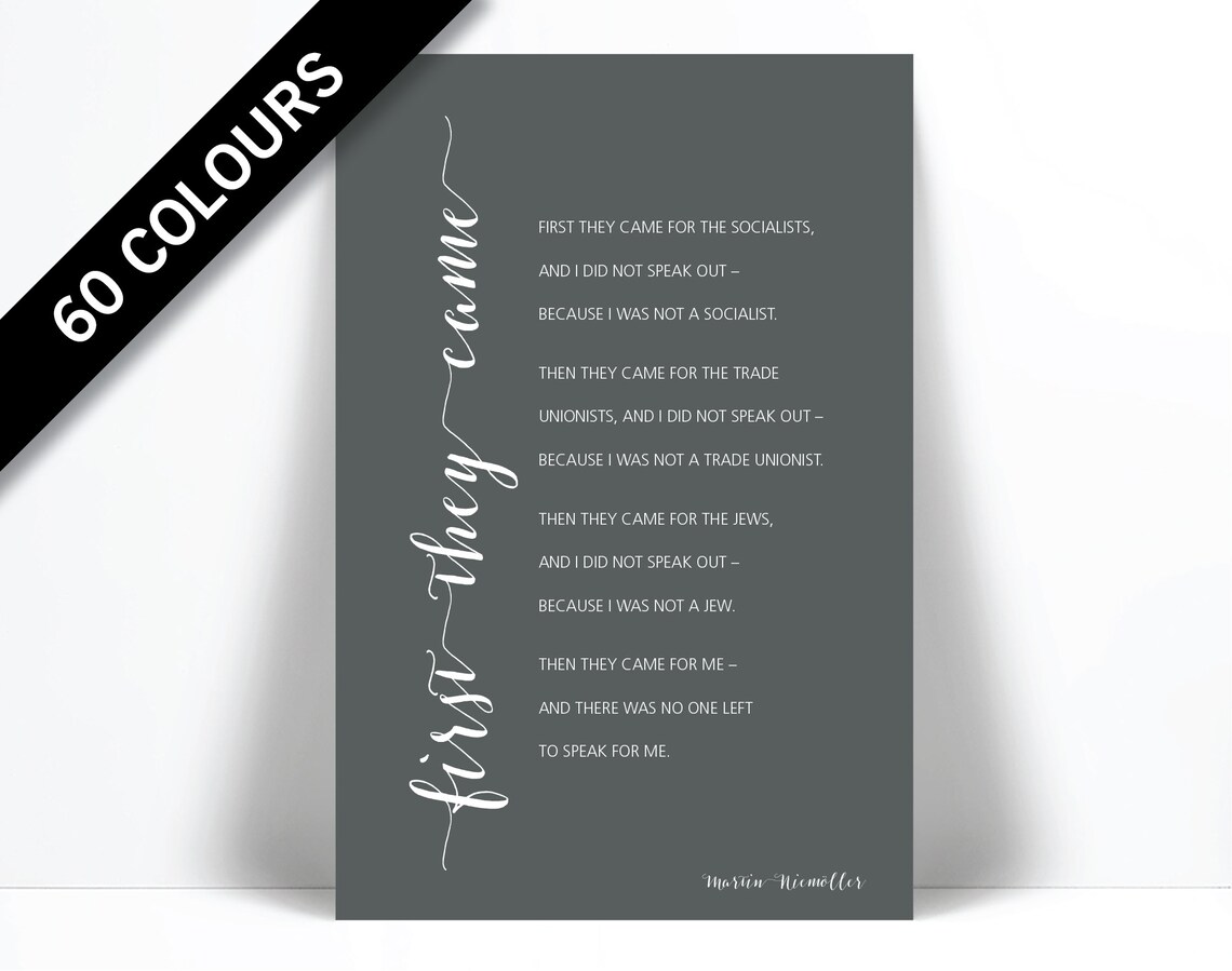 First They Came Then They Came For Me Art Print Martin Etsy