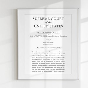 Gideon v. Wainwright Art Print United States Supreme Court Case Quote Justice Legal Poster Lawyer Judge Law Student Gift Classroom image 4