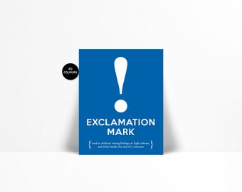 Exclamation Mark - Typographic Print - Punctuation Print - Graphic Designer Gift - Grammar Print - English Teacher Gift - Editor Writer Gift