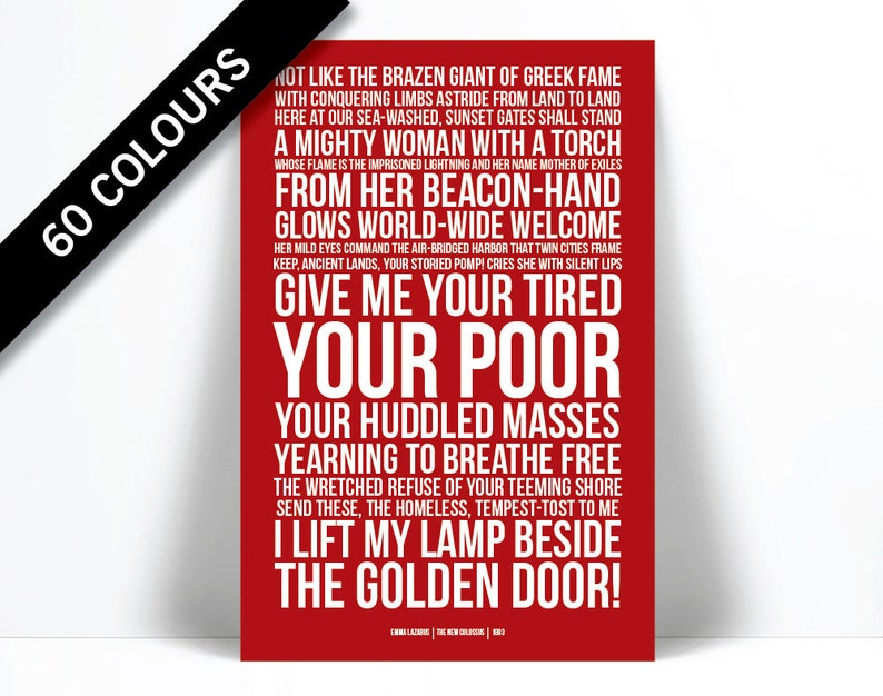 Give Me Your Tired Your Poor New Collosus Poem Emma - Etsy