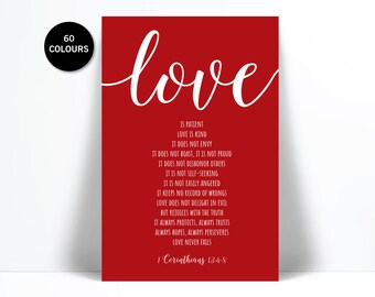 Love is Patient Love is Kind Art Print - 1st Corinthians 13 - Scripture Poster - Poetry Print - Scripture Art Print - Christian Bible Verse