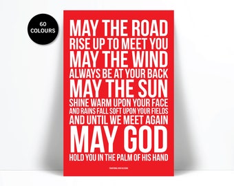 May The Road Rise Up To Meet You - Irish Blessing - Inspirational Art - Motivational Print - Typographic Print - Irish Art - Gaelic Blessing