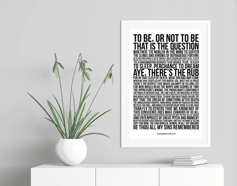 William Shakespeare Quote Art Print - Hamlet's Soliloquy - to Be or Not ...