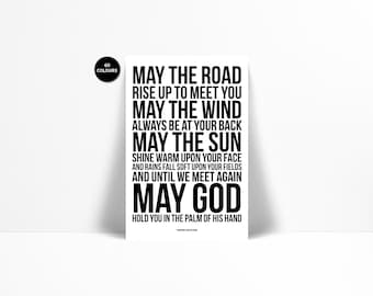 May The Road Rise Up To Meet You - Irish Blessing - Inspirational Art - Motivational Print - Typographic Print - Irish Art - Gaelic Blessing