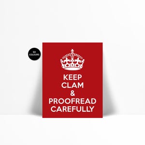 Keep Clam & Proofread Carefully - Funny Art Print - Punctuation Typography Poster - Keep Calm Art Print - Gift for Editor - Gift for Writer